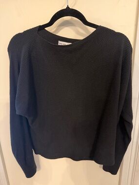 Nine West Black Ribbed Crewneck Sweater